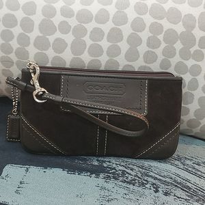 NWOT-COACH Brown Suede Wristlet